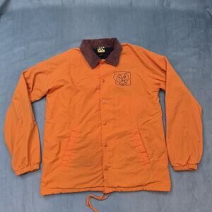 Krooked Jacket Mens Medium Skateboarding Lined Nylon Coach KRKD Corduroy Orange